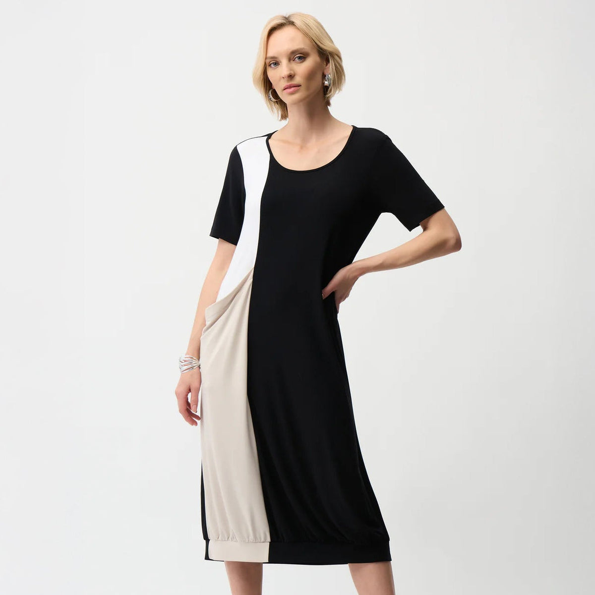 Joseph Ribkoff Silky Knit Color Block Cocoon Dress