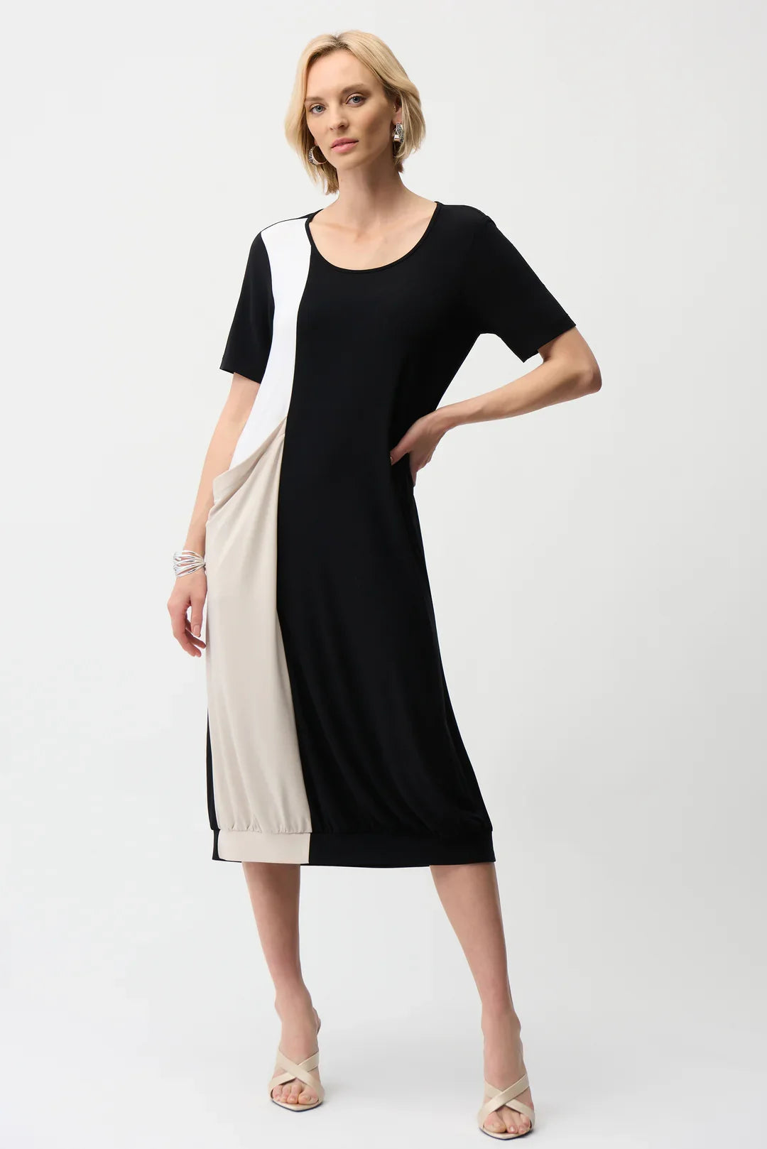Joseph Ribkoff Silky Knit Color Block Cocoon Dress