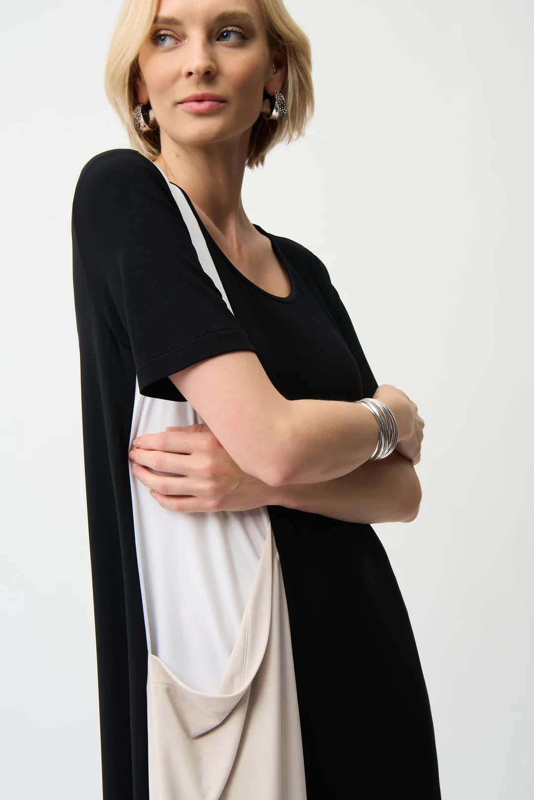 Joseph Ribkoff Silky Knit Color Block Cocoon Dress