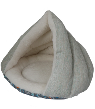 Kitty Kasa Hut Bed Light Teal Grey 17"