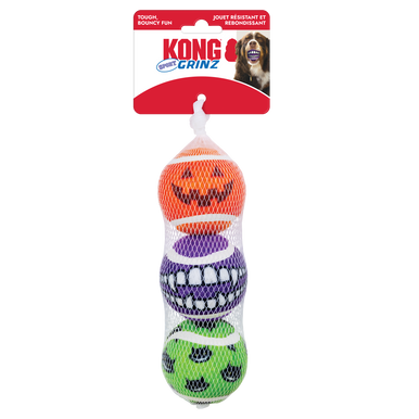 Kong Halloween Dog Toy Grinz Sport Balls Medium 3 pack