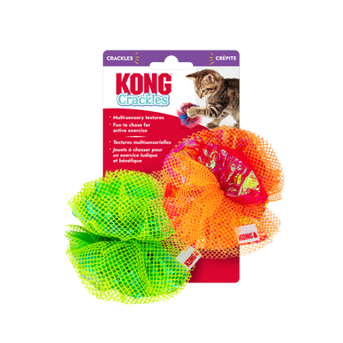 Kong Crackles Fluff Balls Assorted Cat Toy 2-pk