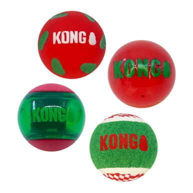 Kong Holiday Dog Toy Occasions Balls Medium 4 pack