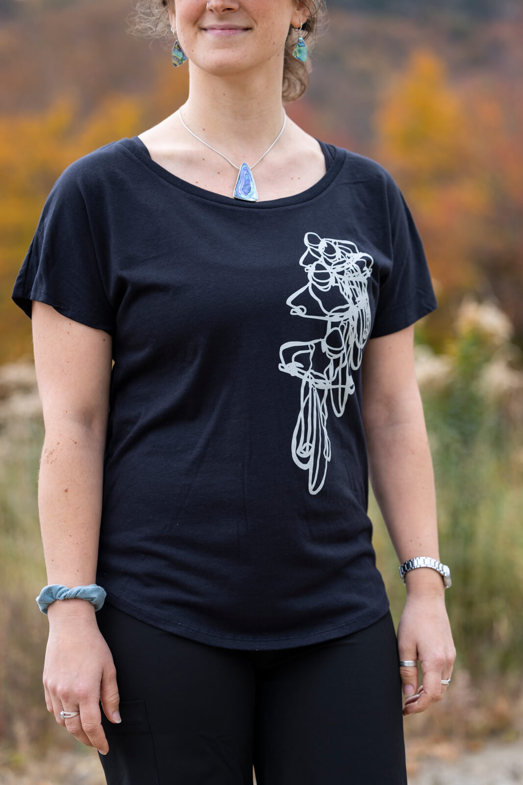 Dolman Sleeve Shirt - Down the Line - Black by Kaden Apparel