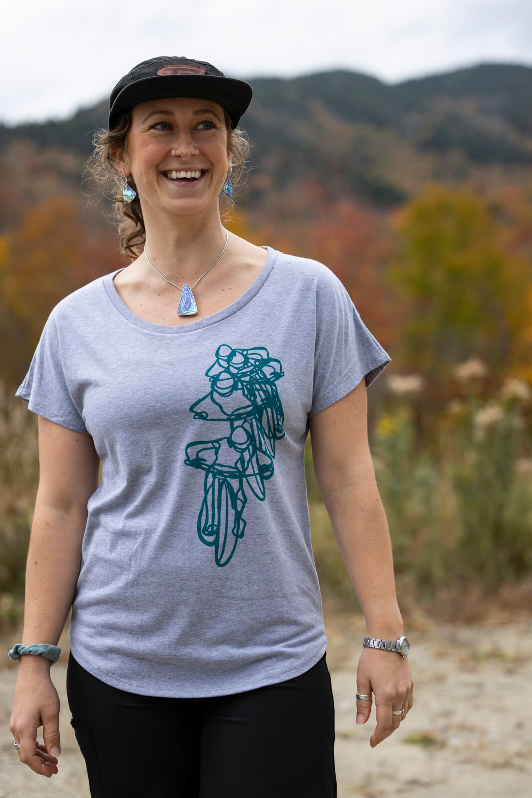 Dolman Sleeve Shirt - Down the Line - Grey by Kaden Apparel