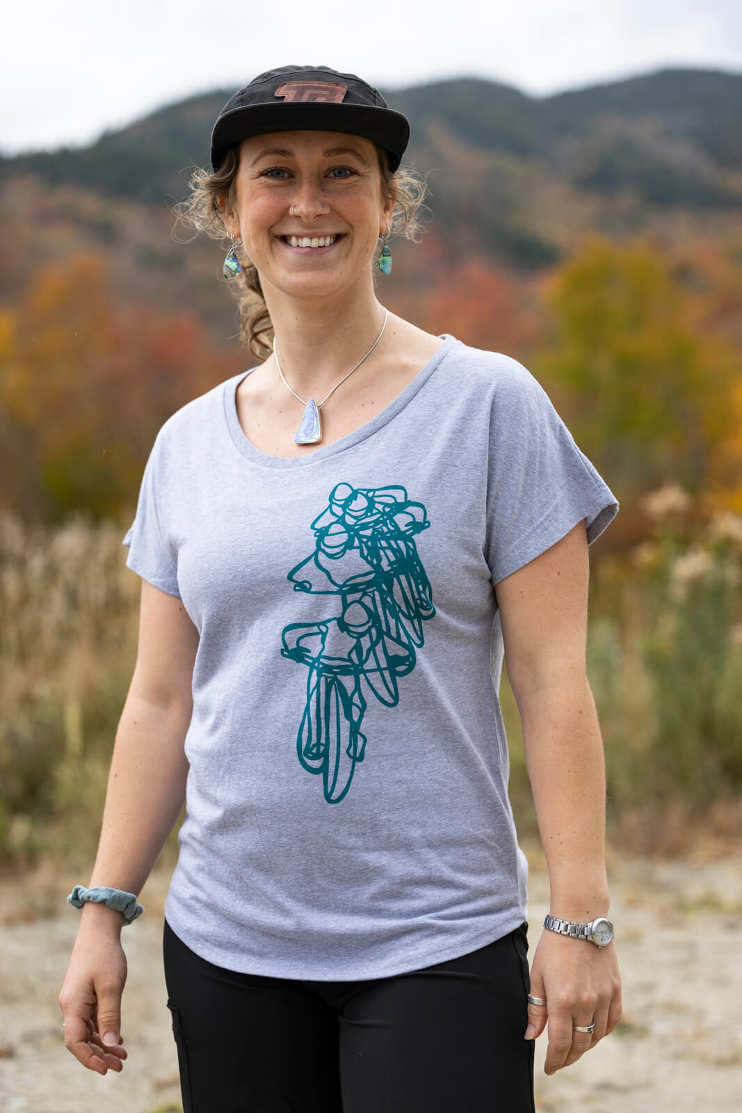 Dolman Sleeve Shirt - Down the Line - Grey by Kaden Apparel