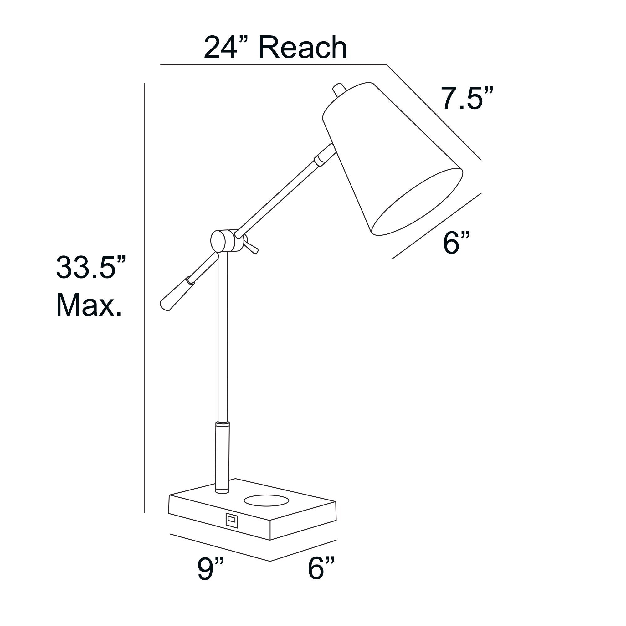 Salma Desk Lamp with Wireless Charging by Homeportonline