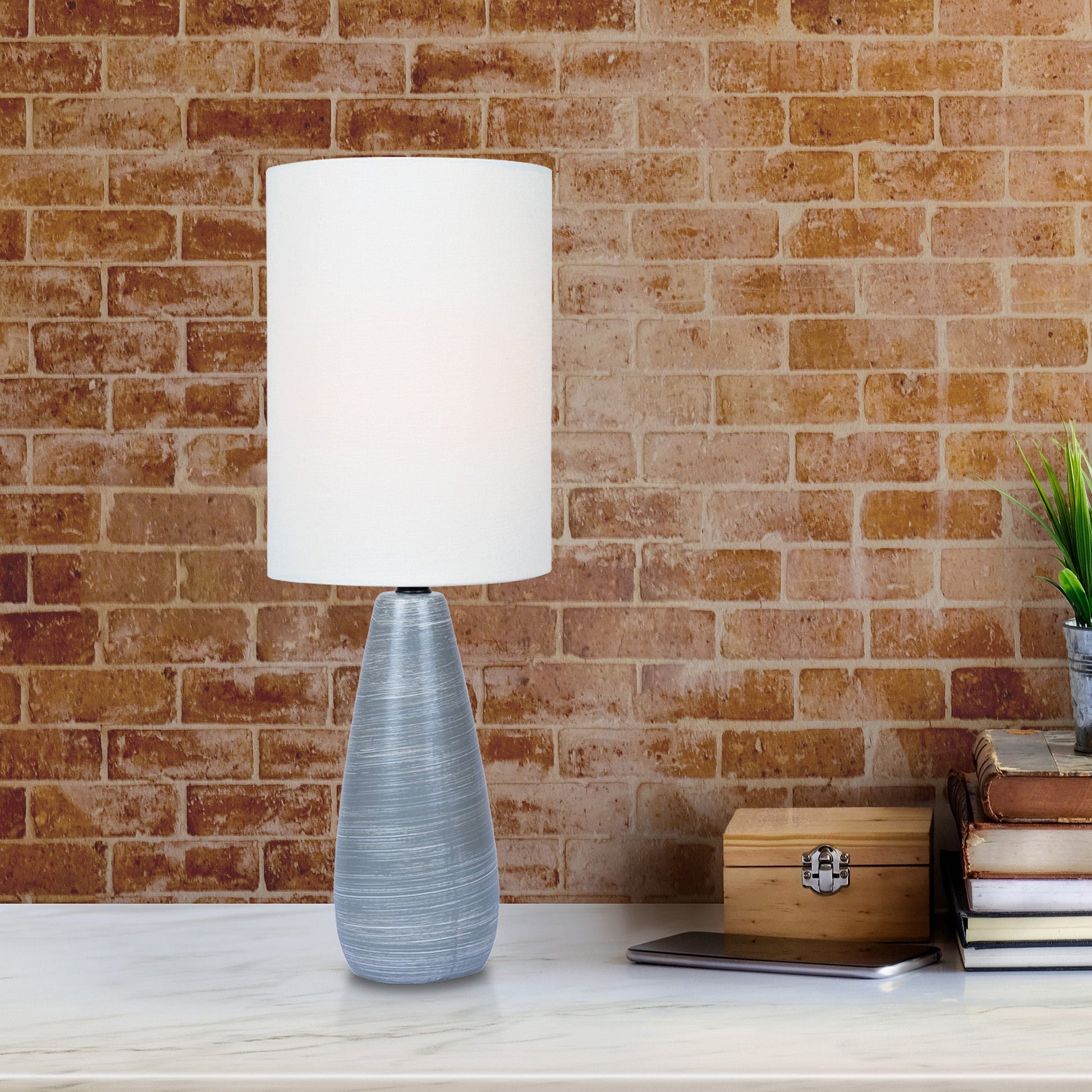 Quatro Mini Grey With White Shade by Homeportonline