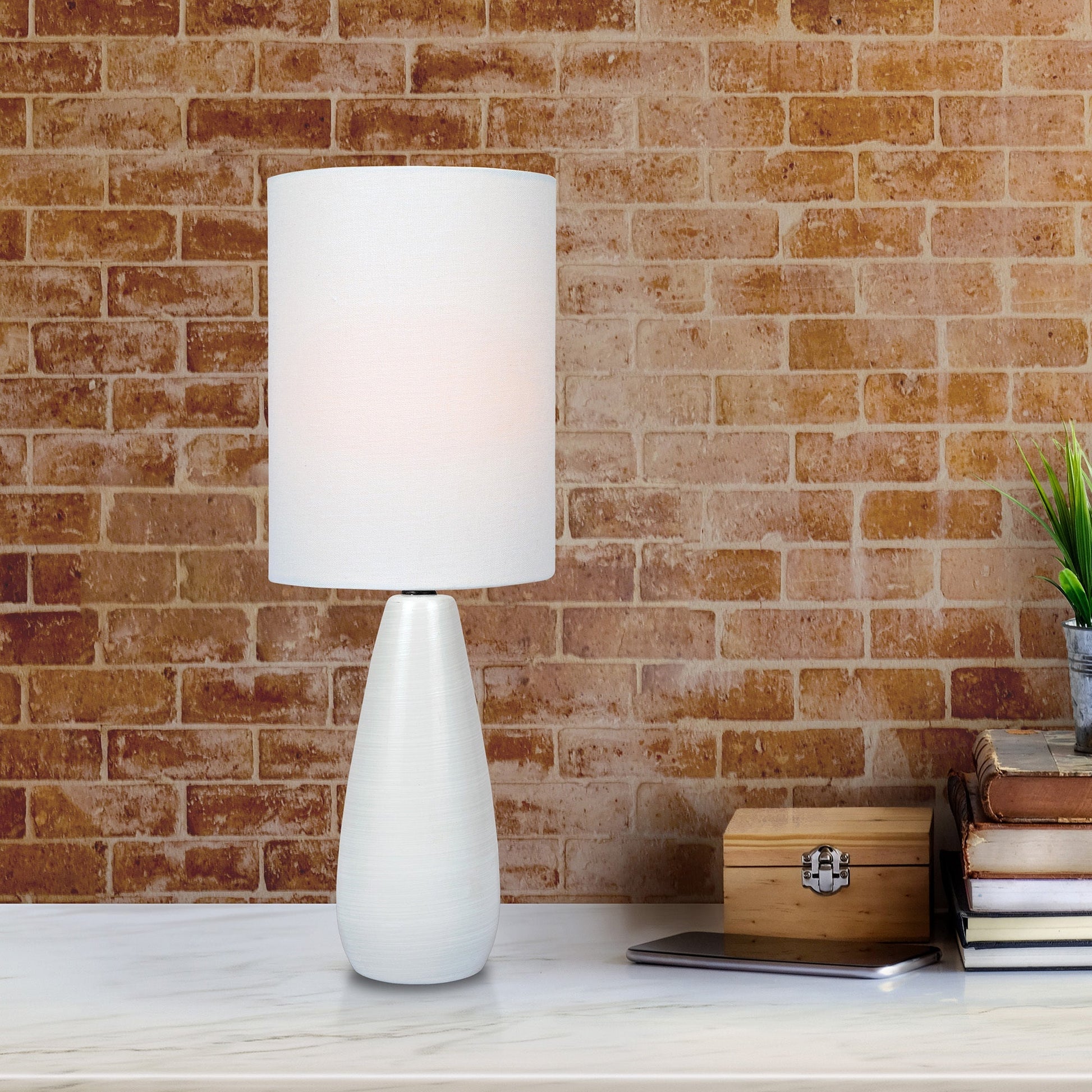 Quatro Mini White With White Shade by Homeportonline