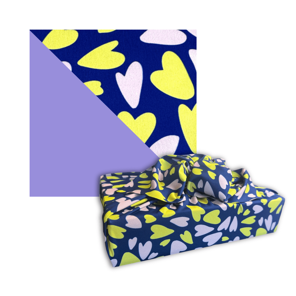 Large Reusable Cloth Furoshiki Gift Wrap | Bright Hearts by Shiki Wrap