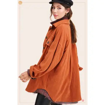 Loose-Fit Long Sleeve Button-Down Fleece Shacket
