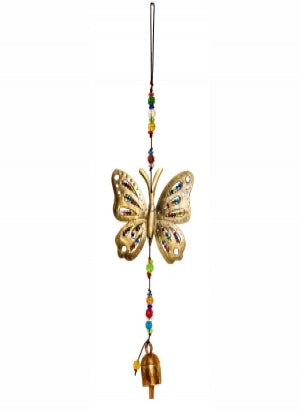 17" Butterfly Beaded Chime with Bell by Homeportonline