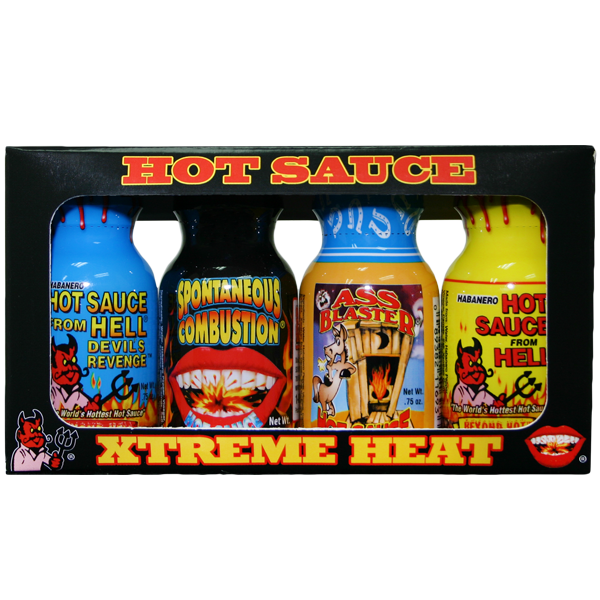 Barbecue Hot Sauce Set Mini Bottles Xtreme 4-pack by Homeportonline