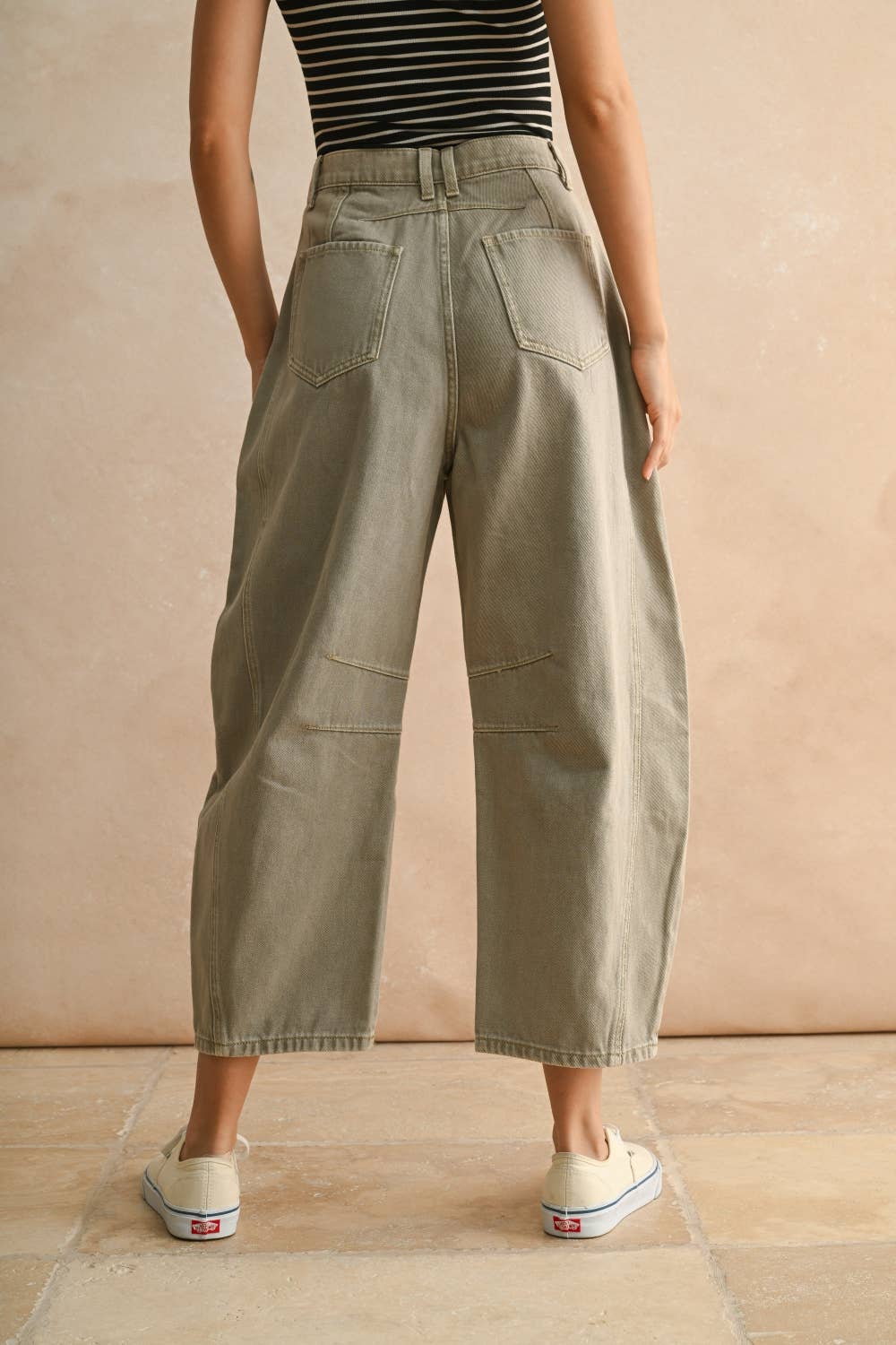 Miou Muse Barrel Cotton Pants in Stone by Dear Lucy