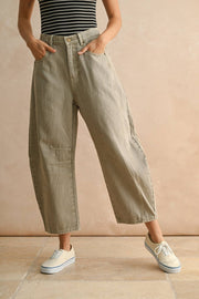 Miou Muse Barrel Cotton Pants in Stone by Dear Lucy