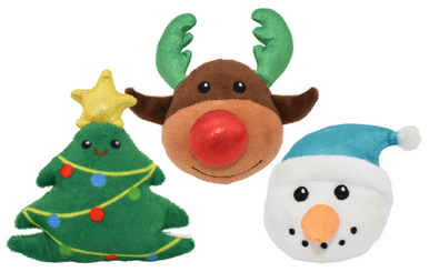 Multipet Holiday Pull & Play Cat Toy Assortment
 Christmas Tree, Reindeer, Snow