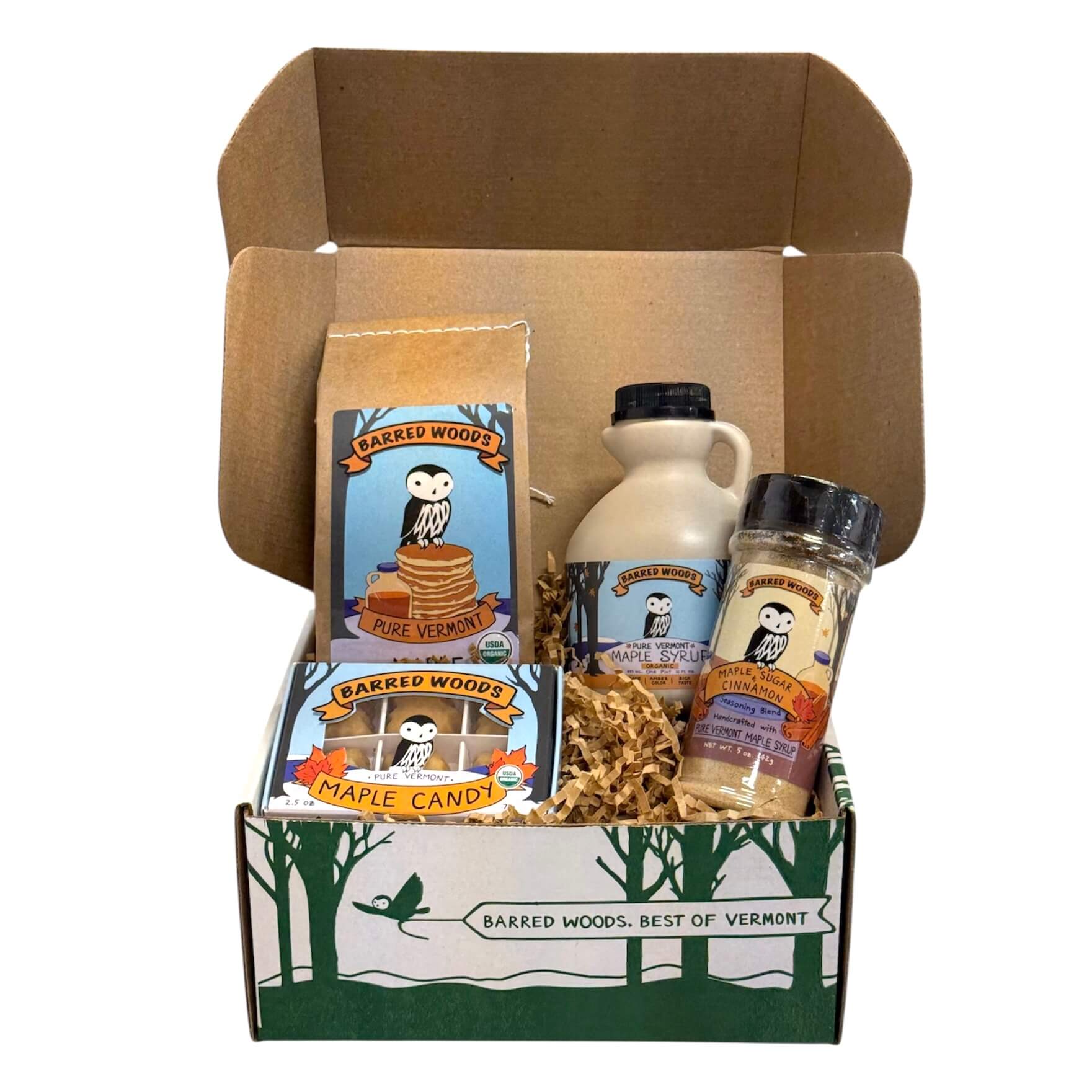 Perfect Vermont Gift - Maple Syrup Gift Box with Maple Treats by Barred Woods Maple