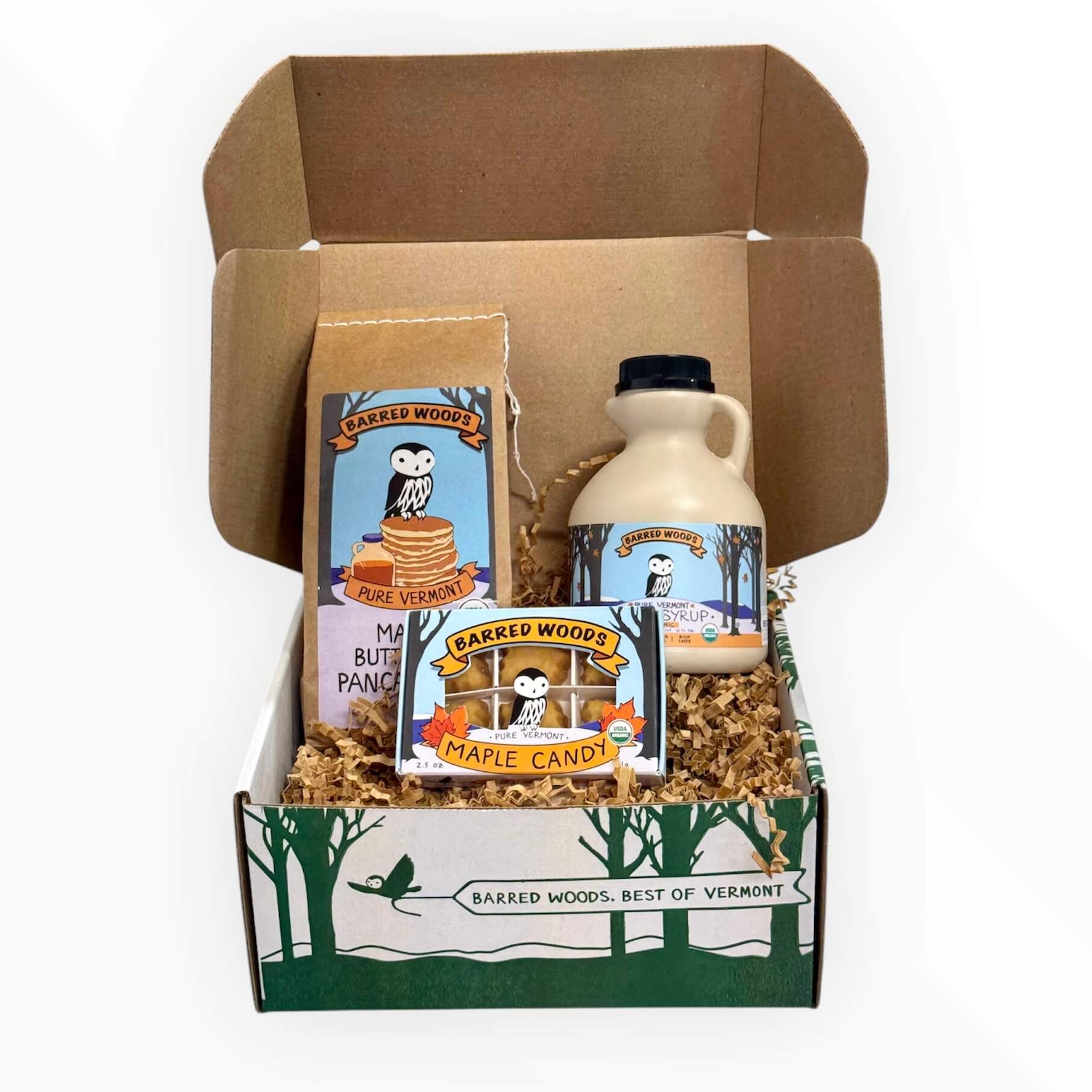 Perfect Vermont Gift - Maple Syrup Gift Box with Maple Treats by Barred Woods Maple