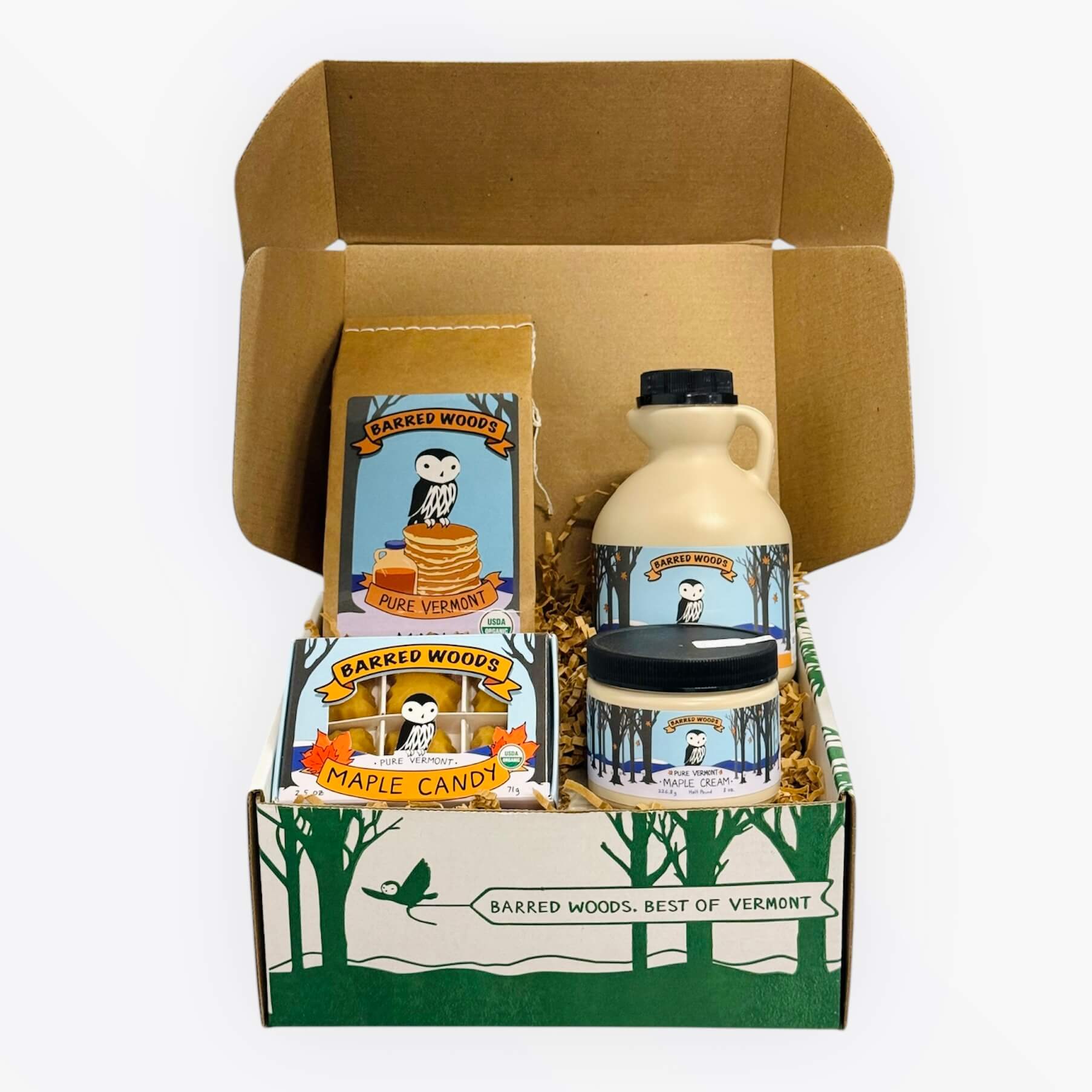 Perfect Vermont Gift - Maple Syrup Gift Box with Maple Treats by Barred Woods Maple
