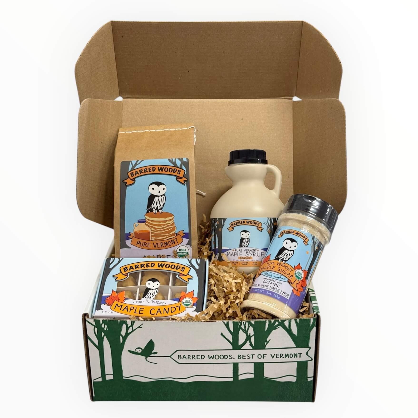 Perfect Vermont Gift - Maple Syrup Gift Box with Maple Treats by Barred Woods Maple