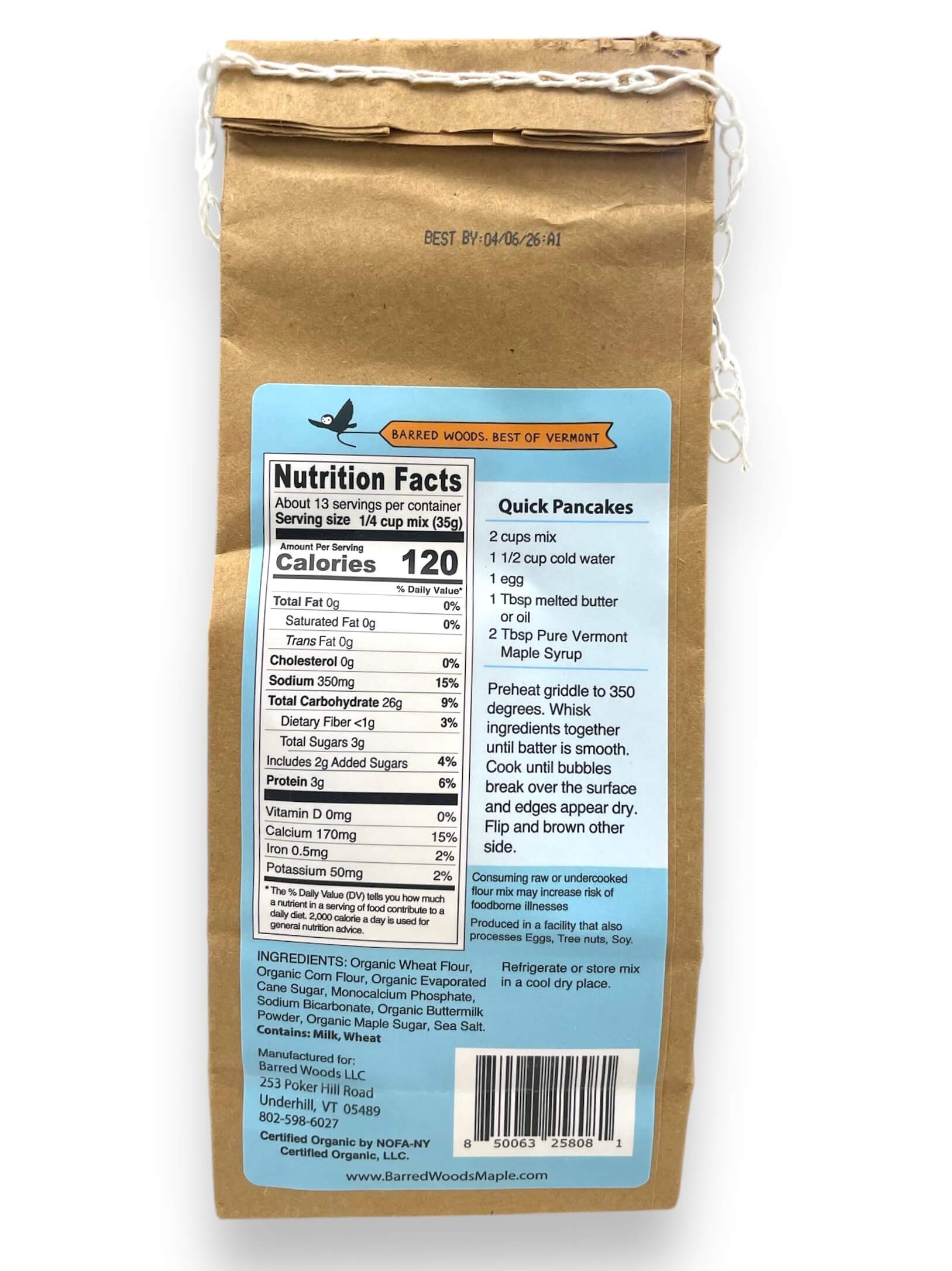 Barred Woods Organic Maple Buttermilk Pancake Mix by Barred Woods Maple