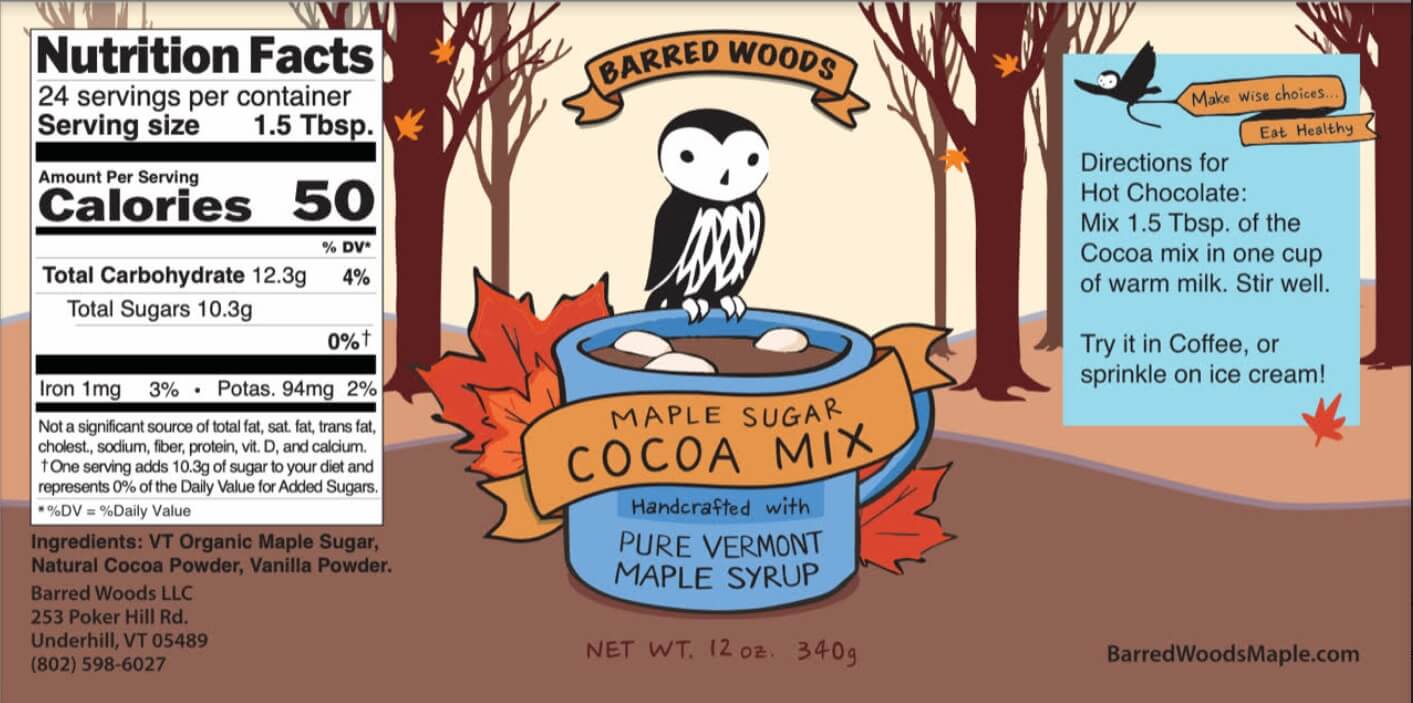 Hot Cocoa Mix, 4 Chocolate Truffles and One Pint of Maple Syrup Gift Box by Barred Woods Maple