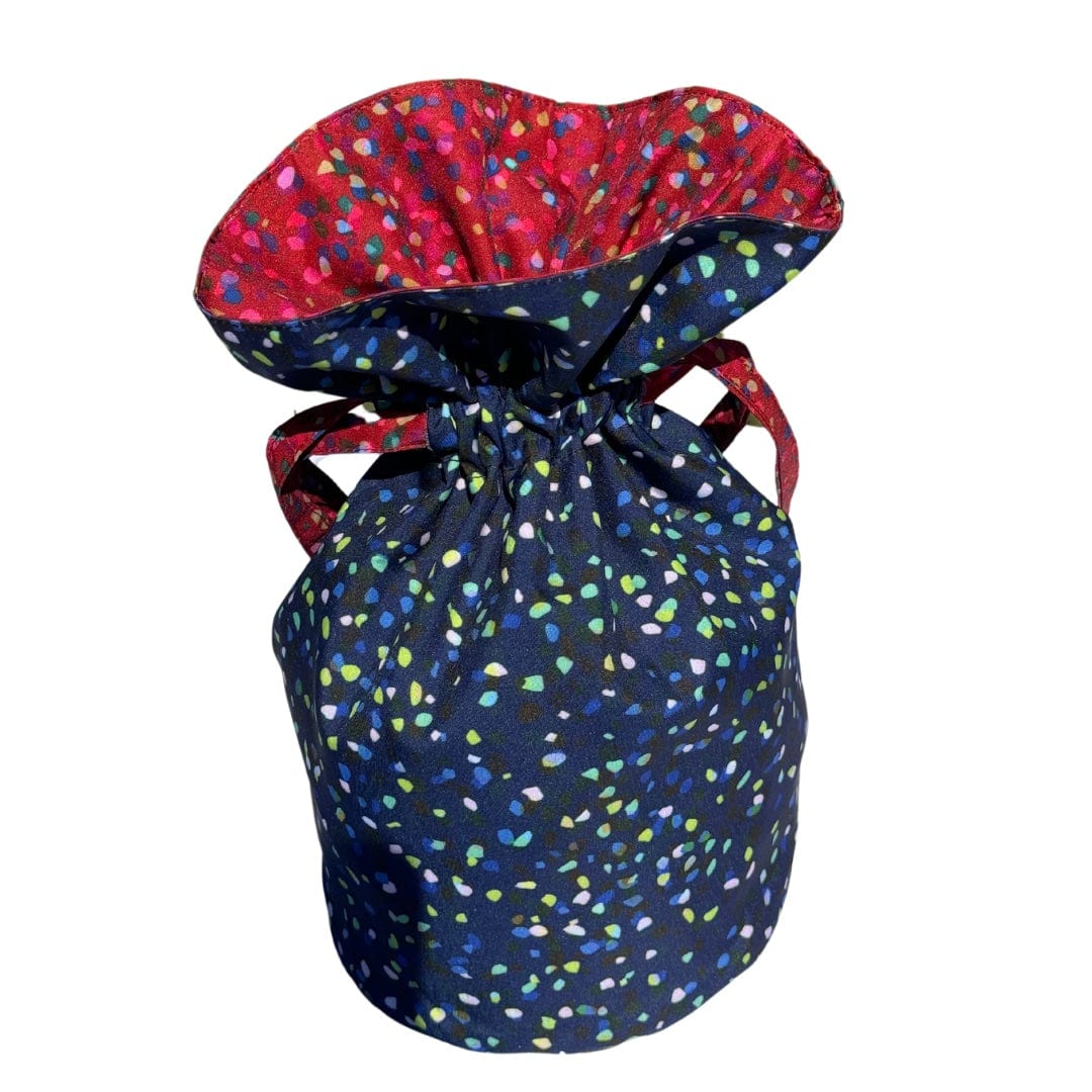 Medium Reusable Fabric Gift Bag | Blue & Red Confetti by Shiki Wrap