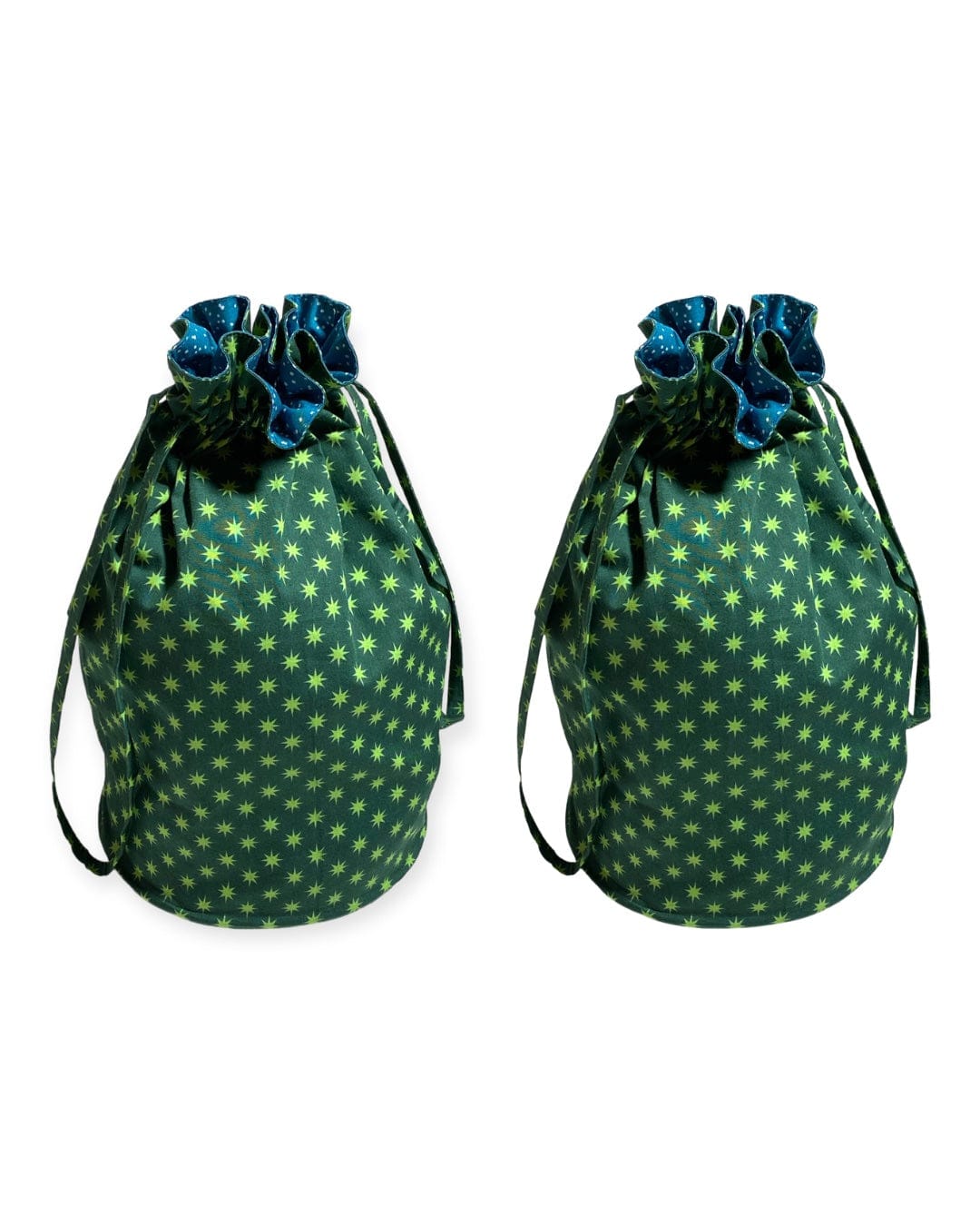 Medium Reversible Reusable Fabric Gift Bag | Stars and Snow