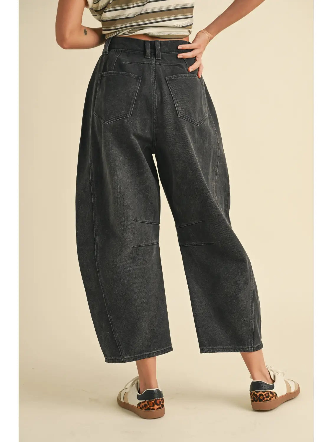 Miou Muse Barrel Cotton Pants in Black by Dear Lucy