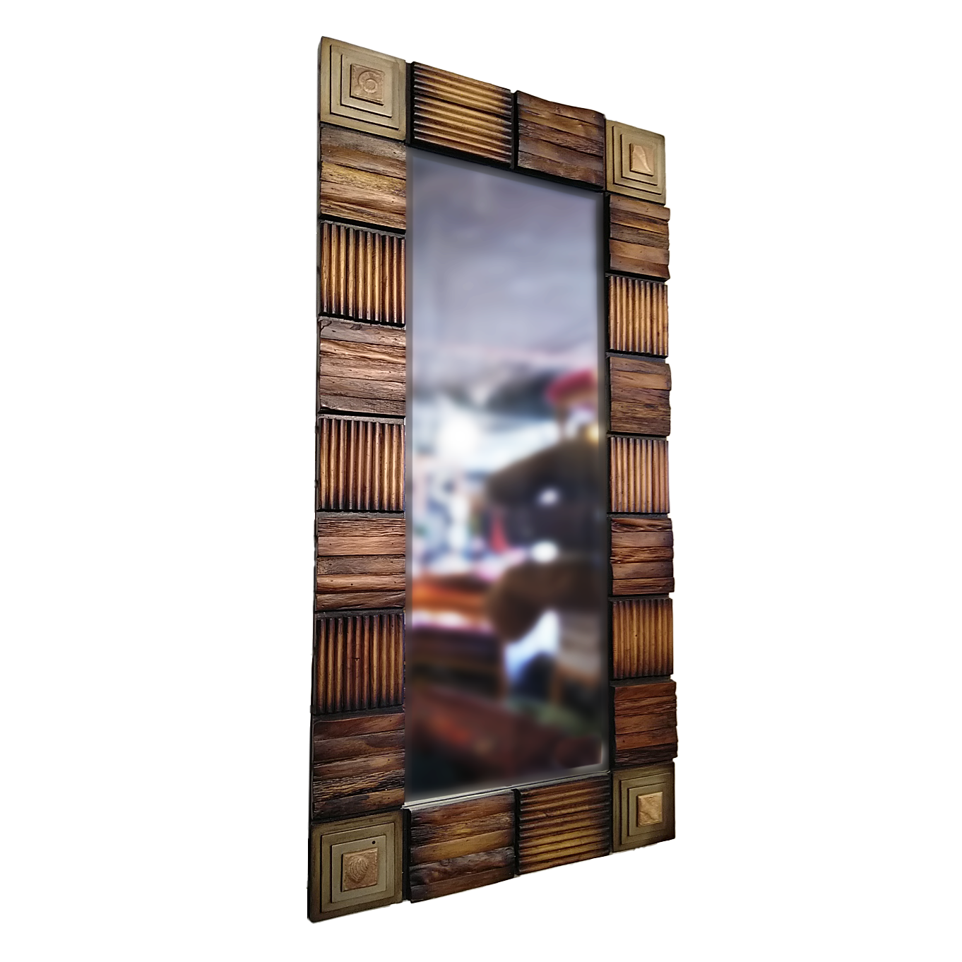 Mirror Natural Wood with Resin Embellishments 48in x 24in by Homeportonline