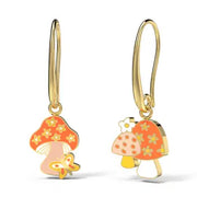 Mushroom & Butterfly Drop Hoop Earrings