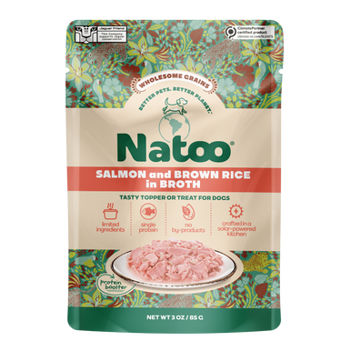 Natoo Petfoods Salmon and Brown Rice in Broth Pouch Topper Dog 3oz