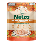 Natoo Petfoods Chicken and Brown Rice Recipe in Broth Pouch Topper Cat 2.4oz