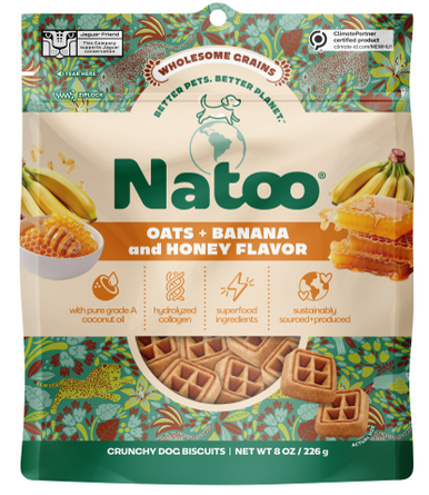 Natoo Petfoods Wholesome Grain Oats Banana and Honey Small Bites Dog Treat 8oz