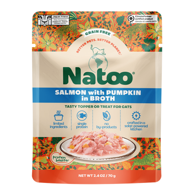 Natoo Petfoods Salmon with Pumpkin in Broth Pouch Topper Cat 2.4oz