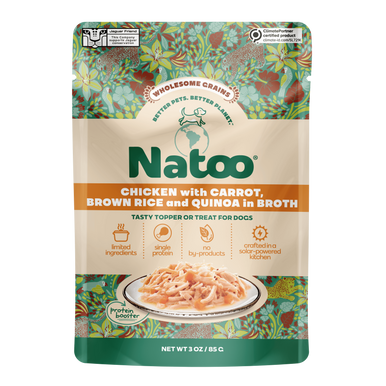 Natoo Petfoods Chicken Carrot Brown Rice and Quinoa n Broth Pouch Topper Dog 3oz