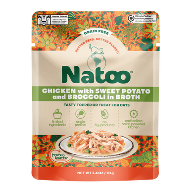 Natoo Petfoods Chicken w/ Sweet Potato and Brocc in Broth Pouch Topper Cat 2.4oz