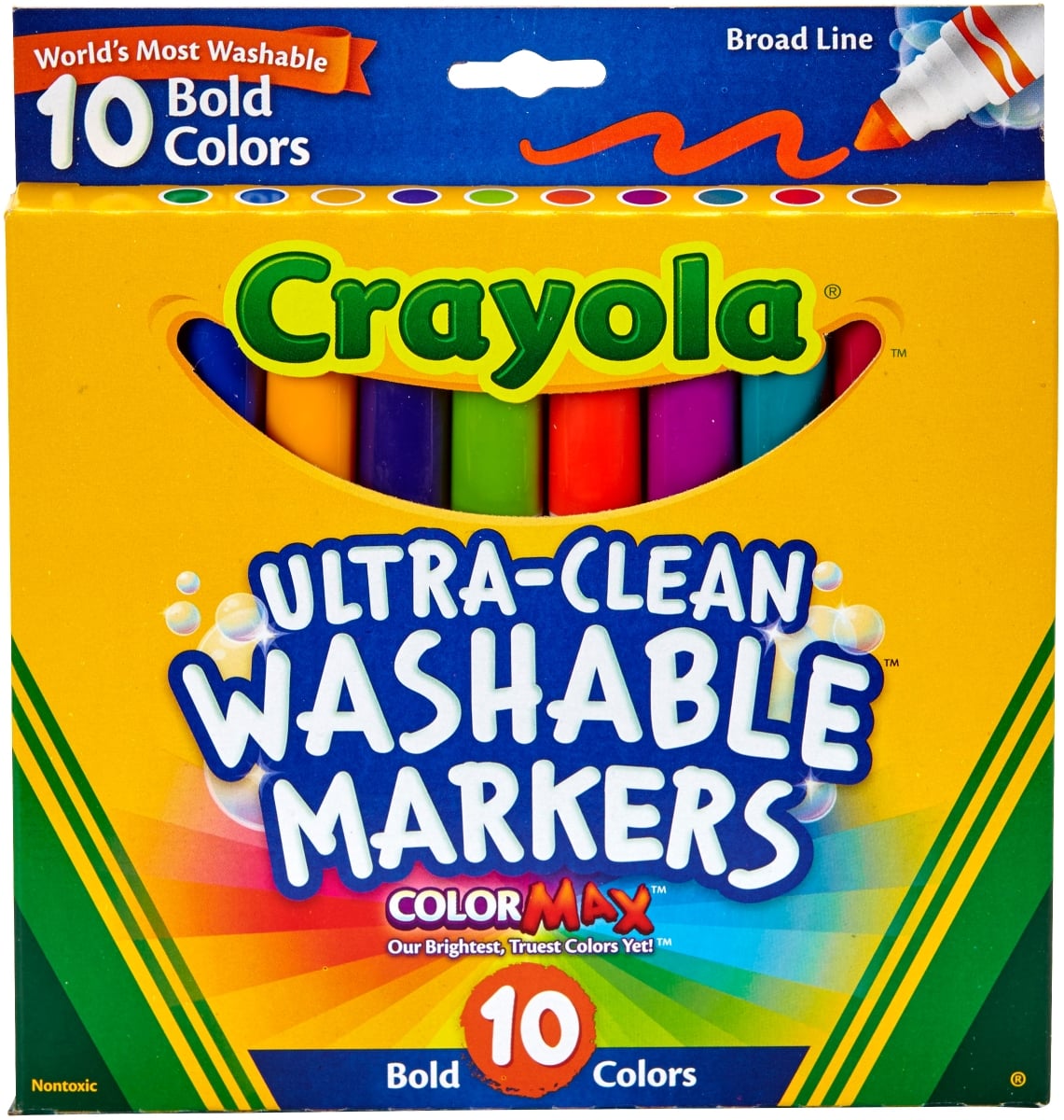Crayola 10 Count Bold Ultra-Clean Broad Line Washable Markers  Beginner Child