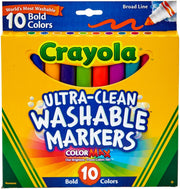 Crayola 10 Count Bold Ultra-Clean Broad Line Washable Markers  Beginner Child