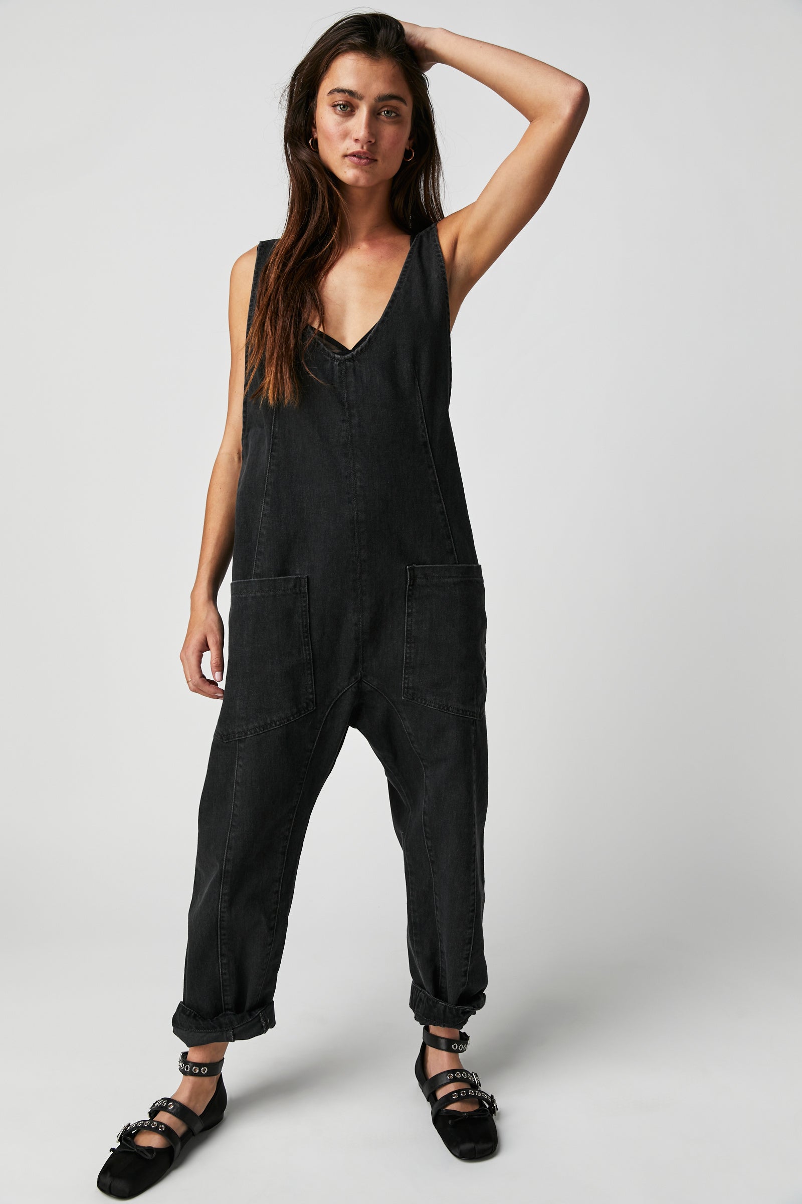 Free People High Roller Jumpsuit - Mineral Black by Harbour Thread