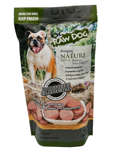 OC Raw Sliders Duck Produce Dog Food 4lb