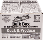 OC Raw (18) 1# Patties Duck Produce Dog Frozen Dog Food 18lb