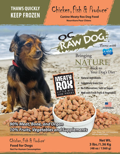 OC Raw Rox Chicken Fish Produce Dog Food 3lb