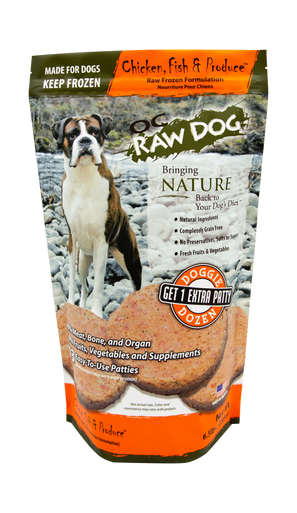 OC Raw Chicken Fish Produce Patty Dog Food 6lb