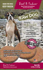 OC Raw Beef Produce Patty Dog Food 6lb