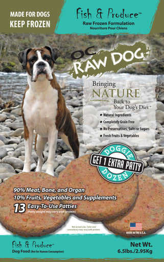 OC Raw Fish Produce Patty Dog Food 6lb