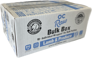 OC Raw (18) 1# Patties Lamb Produce Dog Frozen Dog Food 18lb