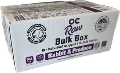 OC Raw (18) 1# Patties Rabbit Produce Dog Frozen Dog Food 18lb