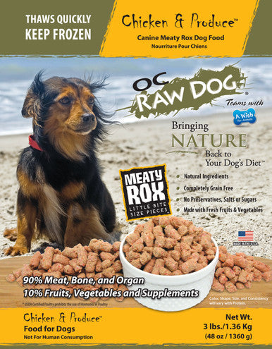 OC Raw Rox Chicken Produce Dog Food 3lb