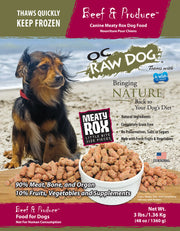 OC Raw Rox Beef Produce Dog Food 3lb